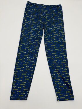 BSA CUB SCOUTS YOUTH GIRLS BLUE-YELLOW ARROW PRINT LEGGINGS  SIZE 8